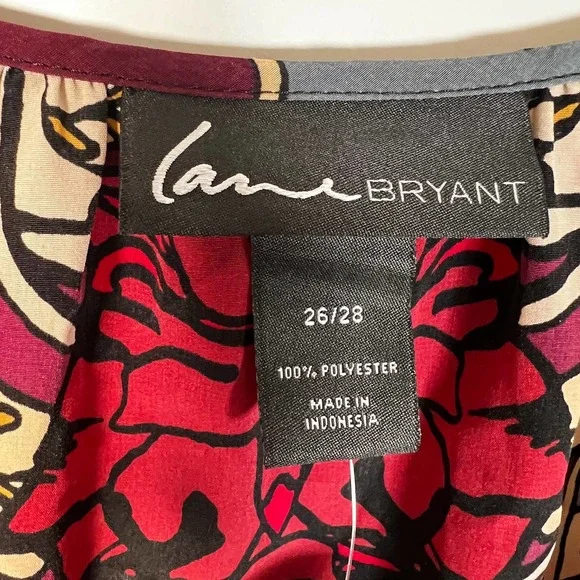 NEW! Lane Bryant Women's Floral Beaded Top 26/28 Maroon Blue 3/4 Sleeve Boho $59 - Picture 7 of 7